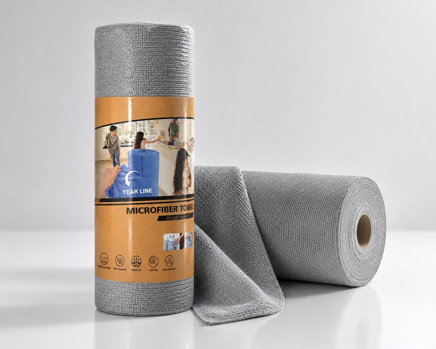 ZYNCORIA Microfiber Cleaning Cloth Roll 20 Sheets Reusable Washable 25x25cm Grey Wet and Dry Cotton Cleaning Cloth-image-32