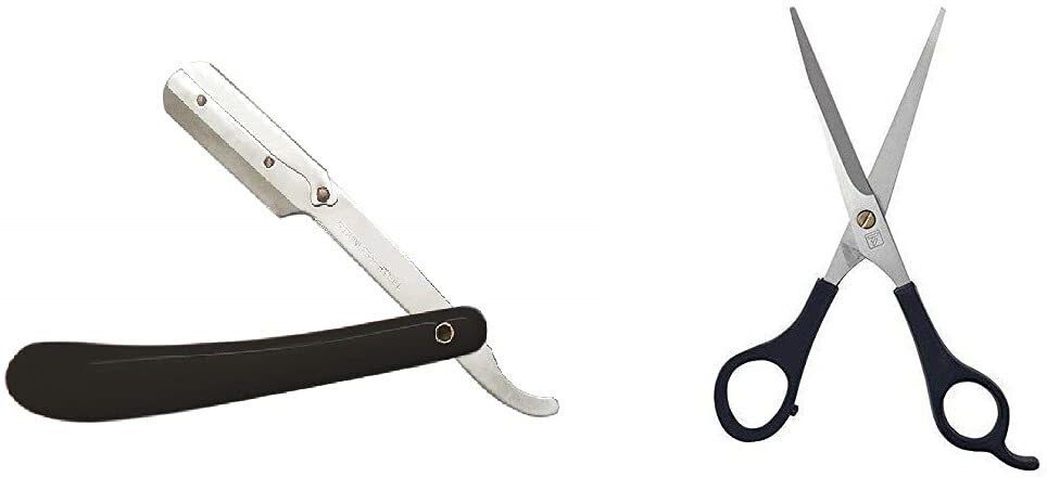 Salon Shaving Razor Ustra for Men Hair Cutting Scissor Smooth and Comfortable Scissors-image-37