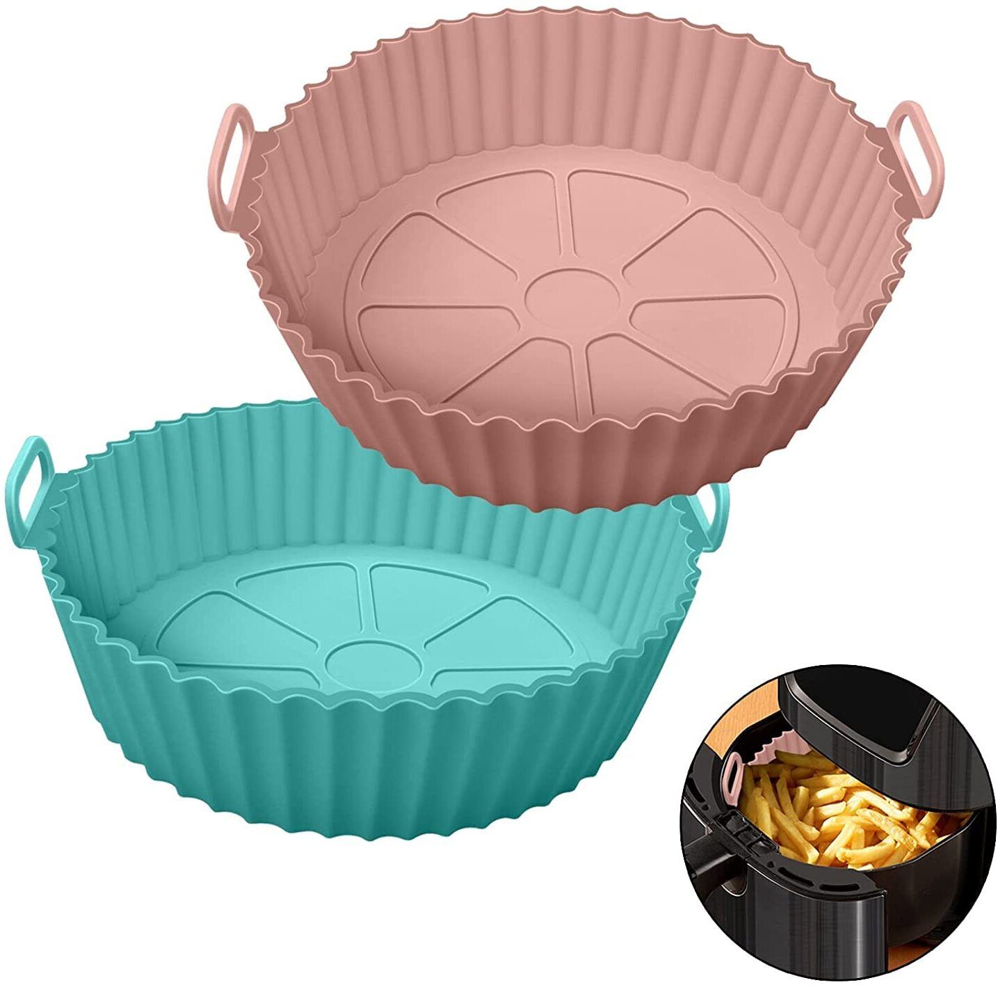 Air Fryer, Oven, Microwave Liners I Round Silicone Basket Baking Tray Airfryer Tray