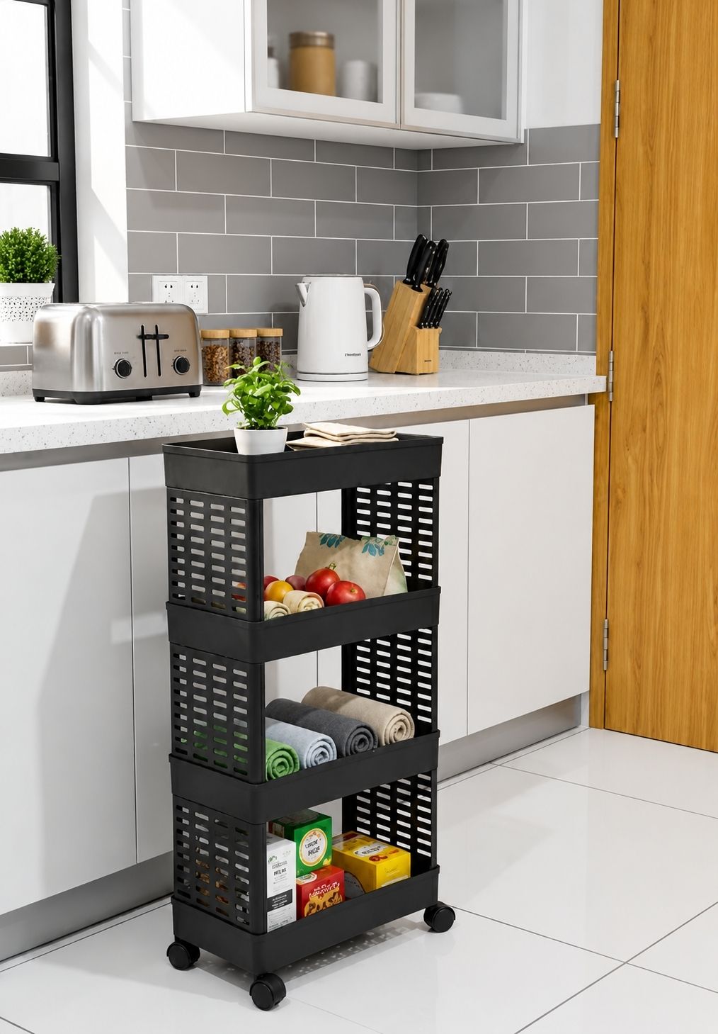 rakesh Multipurpose 4 Layer Storage Trolley With Wheel for Kitchen Bathroom Office Rack Plastic Kitchen Trolley-picture-18