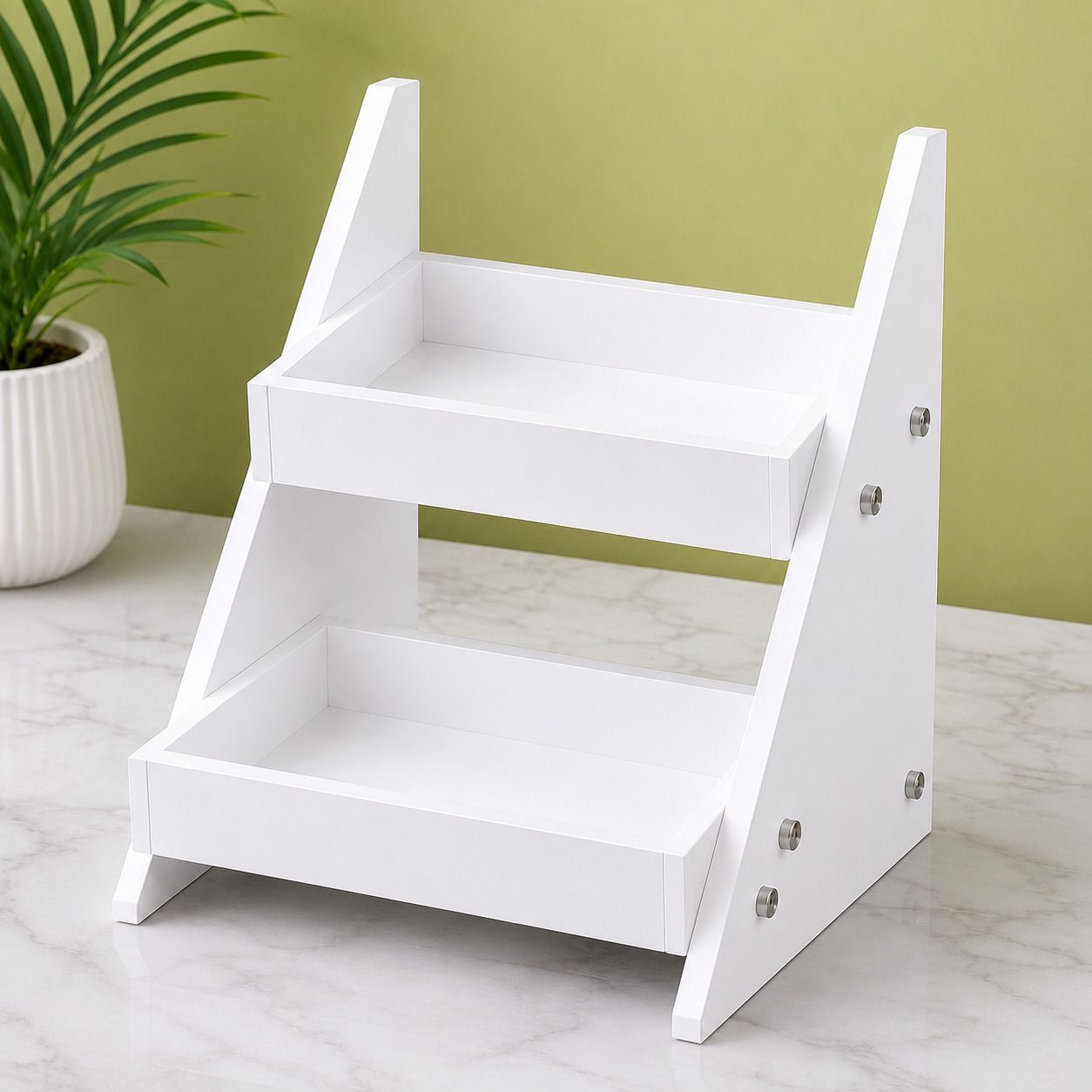 Star 2 Tier Kitchen Organizer Rack Wooden Kitchen Trolley-image-6