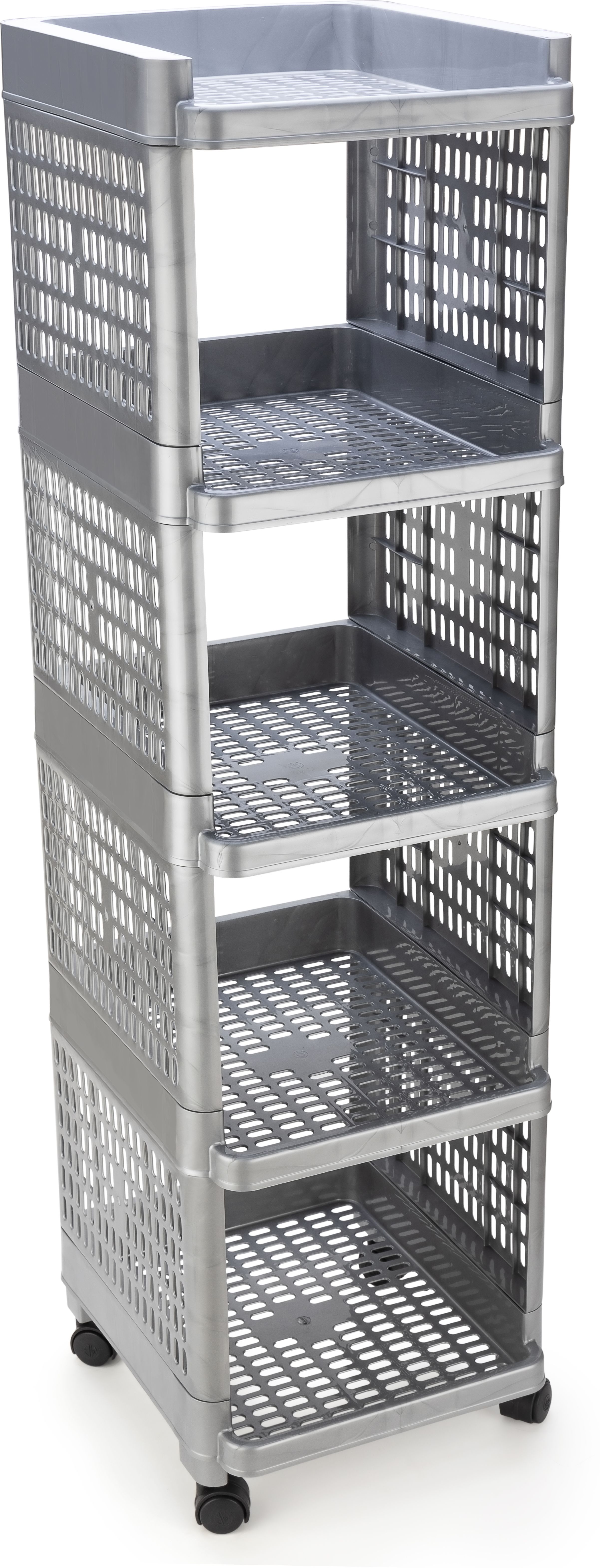 flyup Rectangular 5 Layer Multipurpose Shelf Stand Basket Rack Trolley Plastic Kitchen Trolley-picture-12