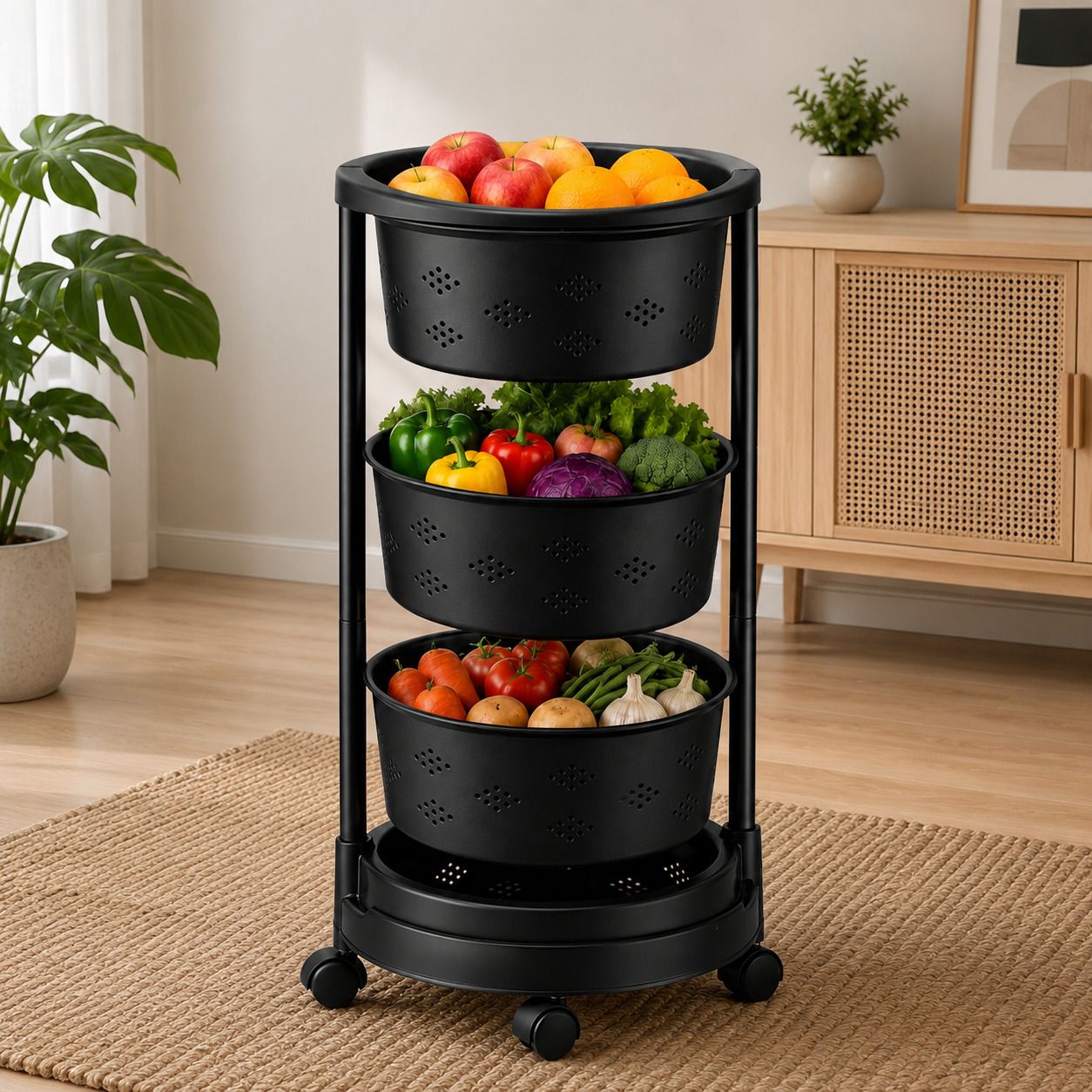 lixah Heavy Duty Metal Storage Rack with Wheels for Kitchen Organization Iron Kitchen Trolley-picture-25