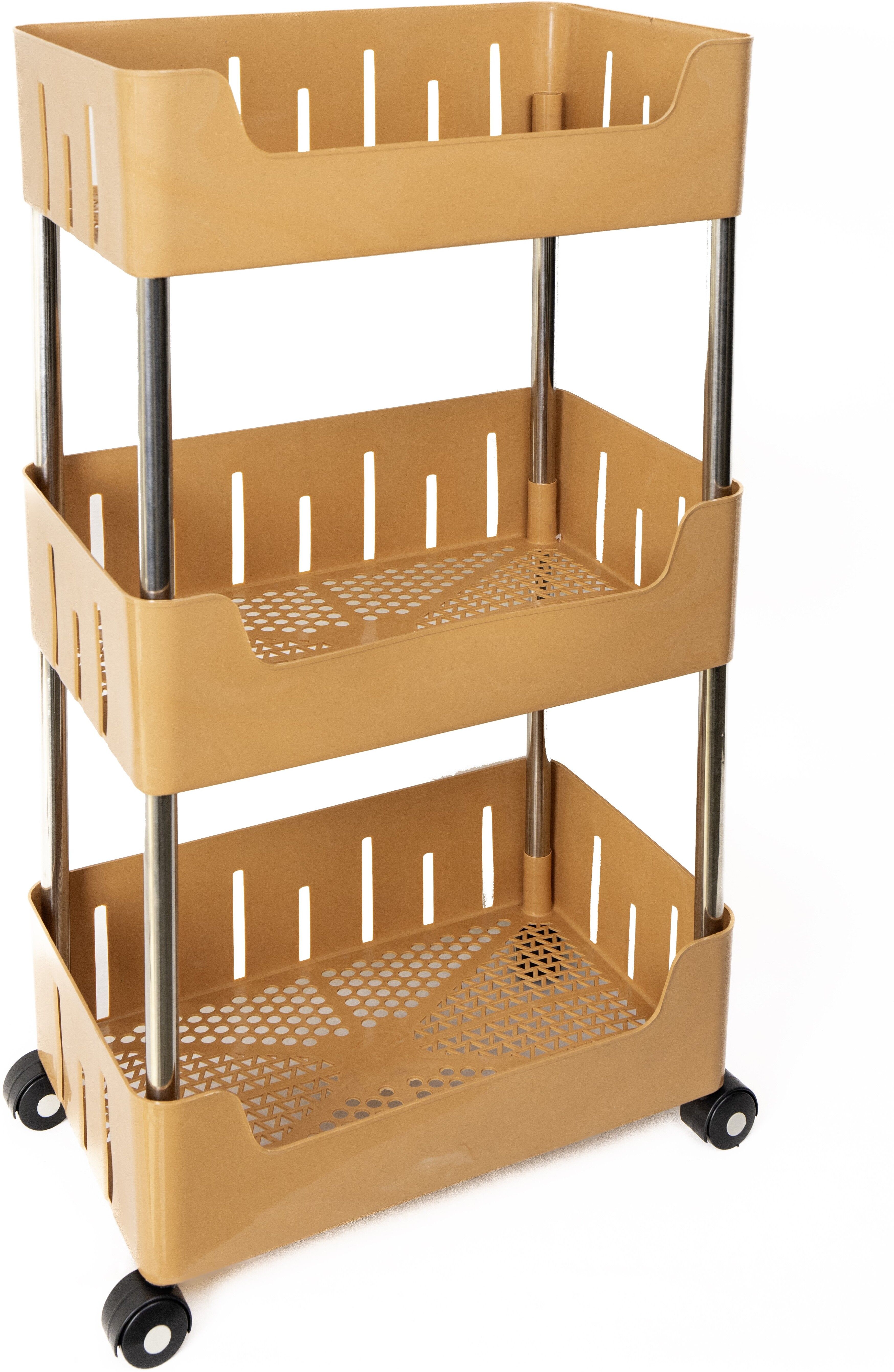Multi-Purpose Plastic Storage Organizer 3-Tier Rack with Wheel Bathroom & Office Plastic Kitchen Trolley-image-14