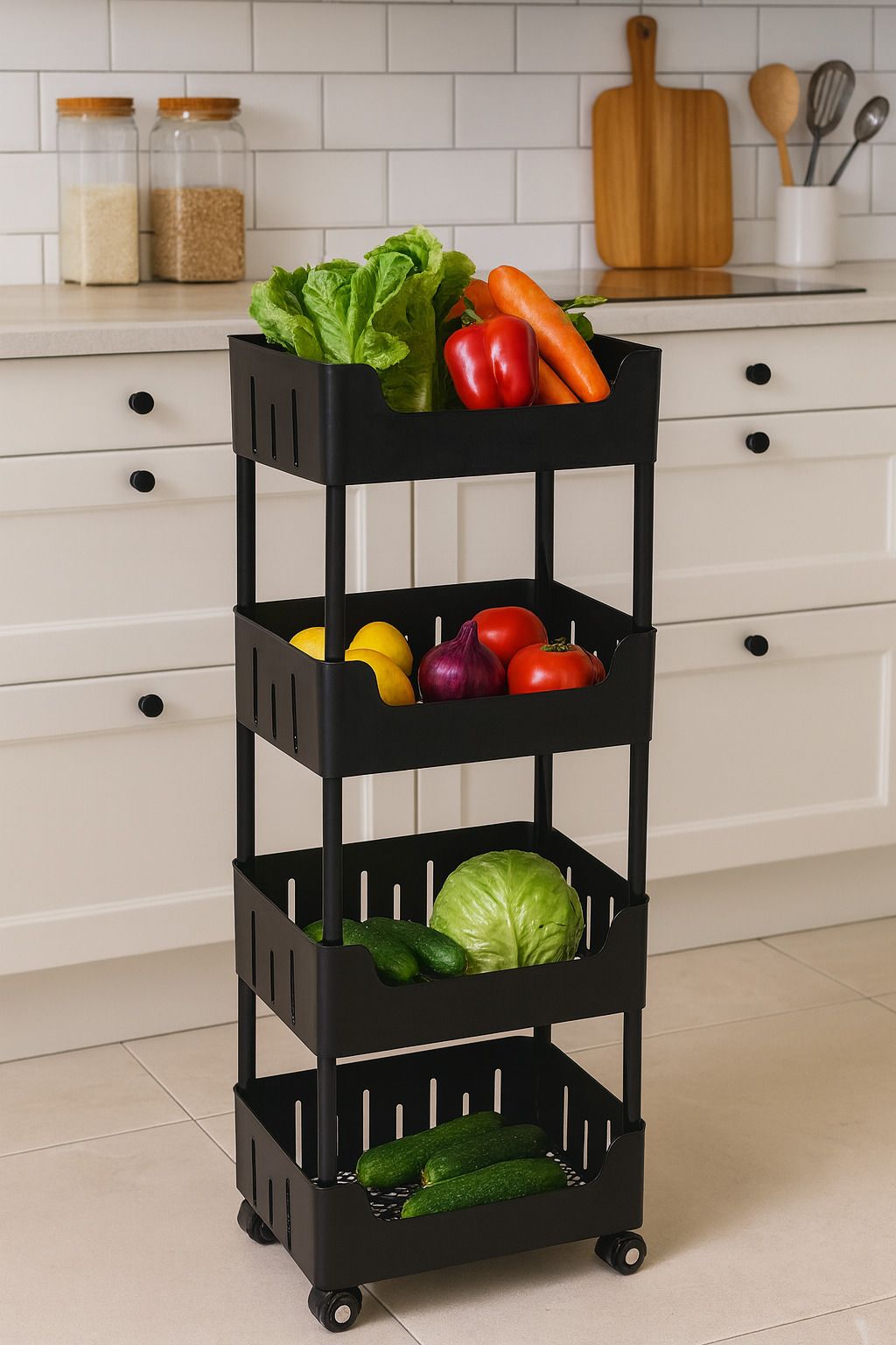 PRIKAP 4-TIER KITCHEN STORAGE TROLLEY Plastic Kitchen Trolley-picture-18