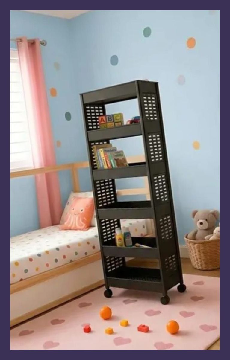 rdj products 6 Layer Black Tier Rolling Storage Kitchen Storage Organizer Kitchen Trolley Plastic Kitchen Trolley-picture-11