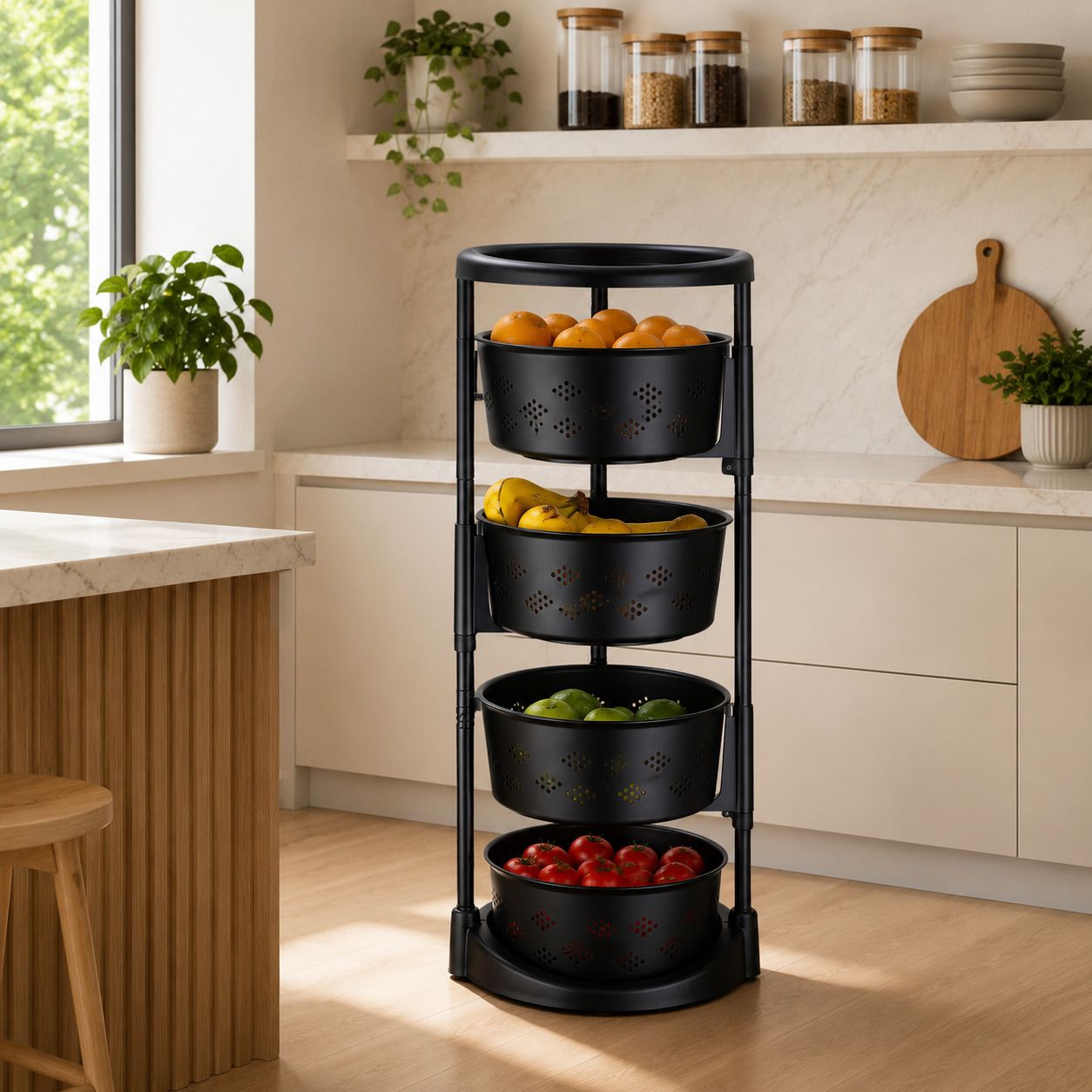 lixah Metal Storage Rack Trolley with Wheels for Kitchen Fruits & Vegetables Iron Kitchen Trolley-picture-38