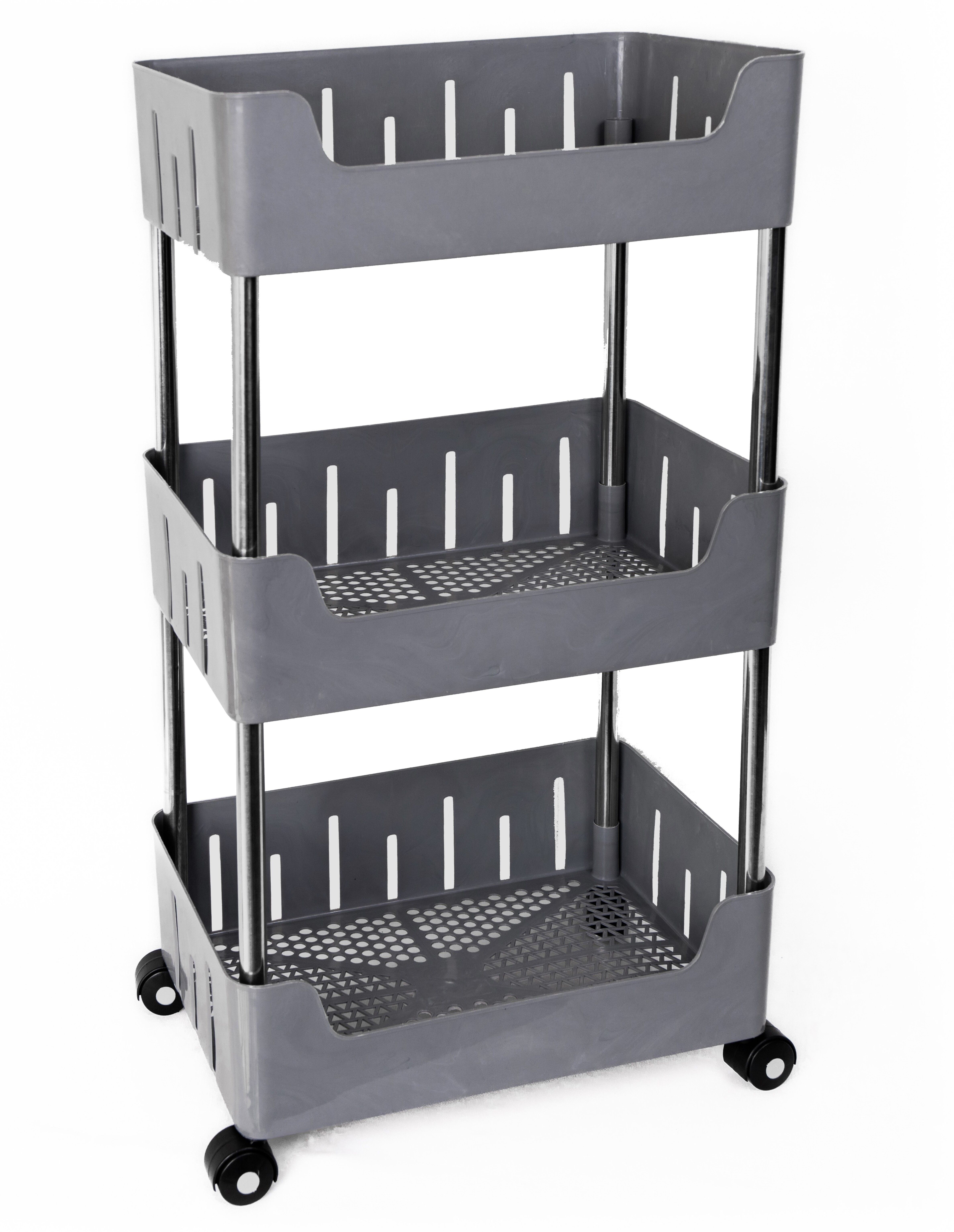 dm plus Multi-Purpose Plastic Storage Organizer 3-Tier Rack with Wheel Bathroom & Office Plastic Kitchen Trolley-picture-24