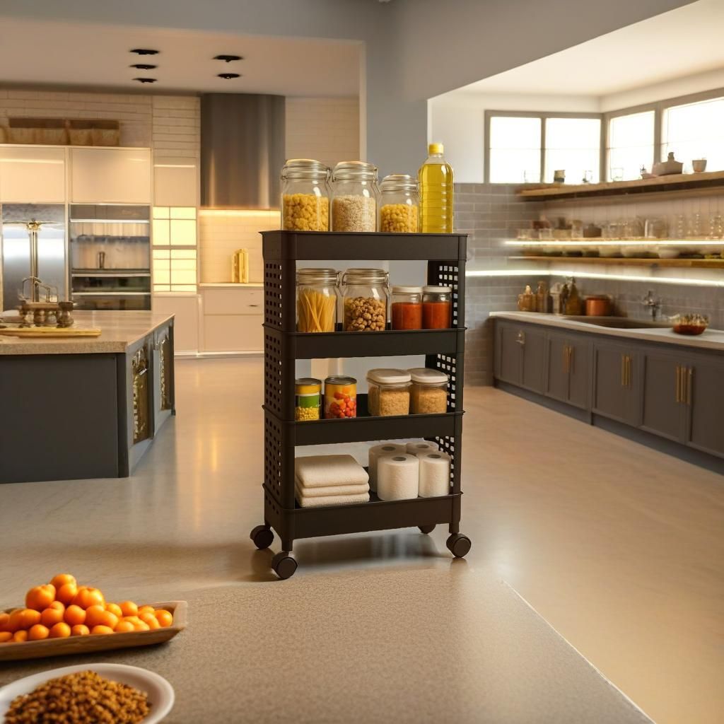 fufudada 4 Tier Kitchen Rack Plastic Kitchen Trolley-picture-10