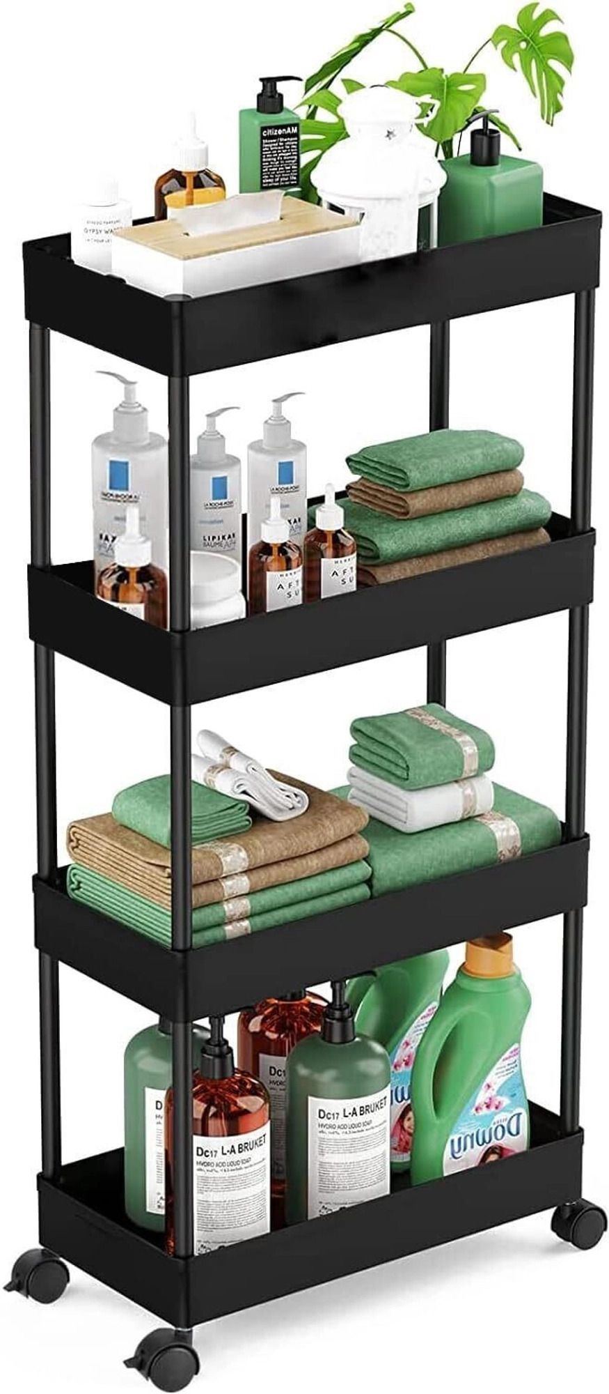 quickmart Multipurpose 4 Layer Portable Modern Plastic Fruit & Vegetable Basket Plastic Kitchen Trolley-picture-40