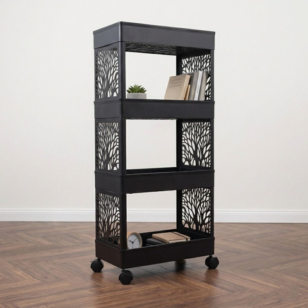 ada 4 tier Tree trolly for kitchenware item storage with wheel Plastic Kitchen Trolley-picture-20