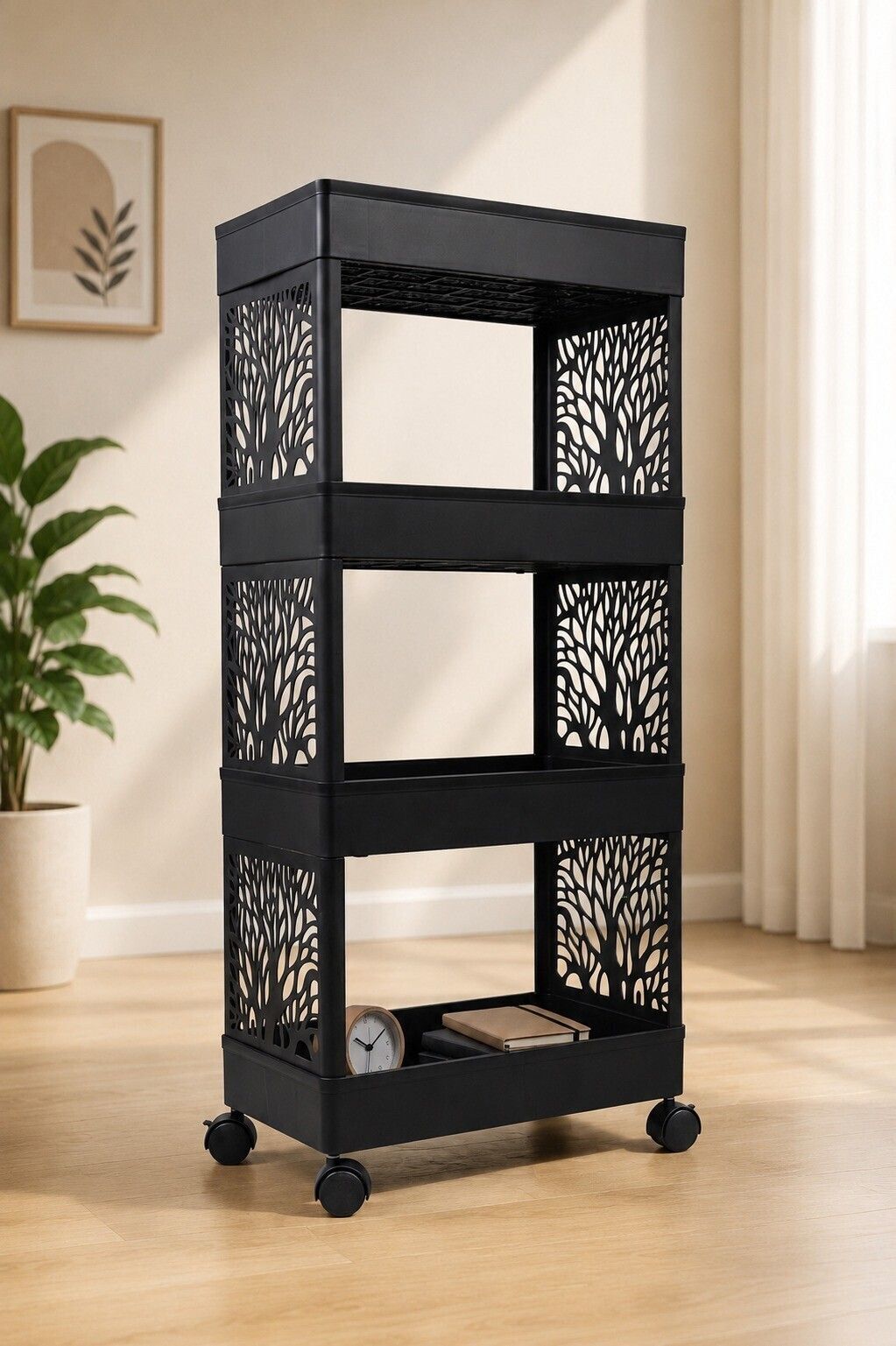 online hustle Storage Basket Rack 4 Tier Rolling Utility Cart Plastic Kitchen Trolley-picture-34