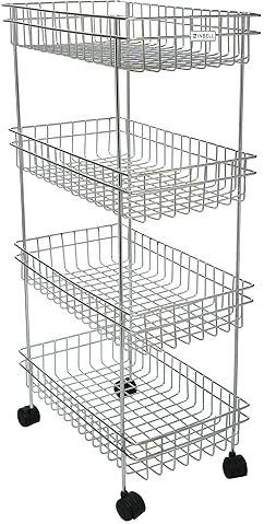tadatmak 4 Layer Portable Modern Fruit and Vegetable Stand Basket Trolley Steel Kitchen Trolley-picture-14