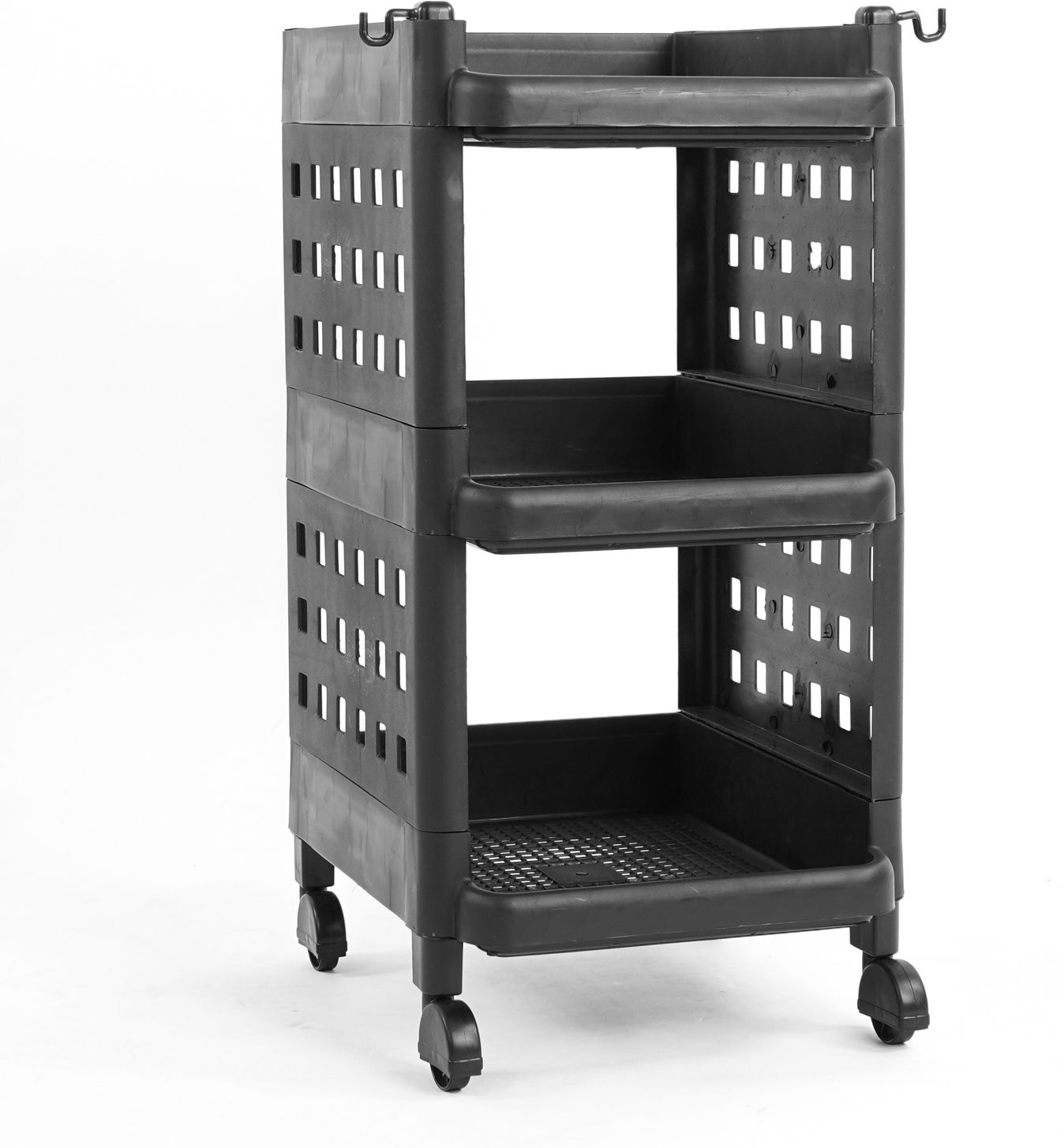 3 -Tier Rolling Storage Shelf Basket Utility Cart Rack | Storage Organizer Cart Plastic Kitchen Trolley-image-24