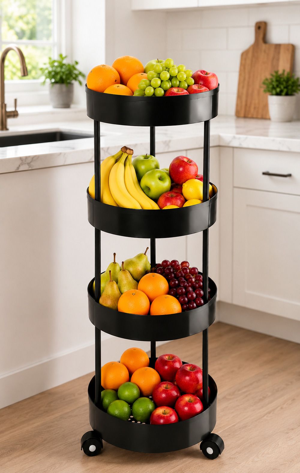 vm bond 4 Layer Multipurpose Kitchen Trolley Storage Rack with Wheels Plastic Kitchen Trolley-picture-11