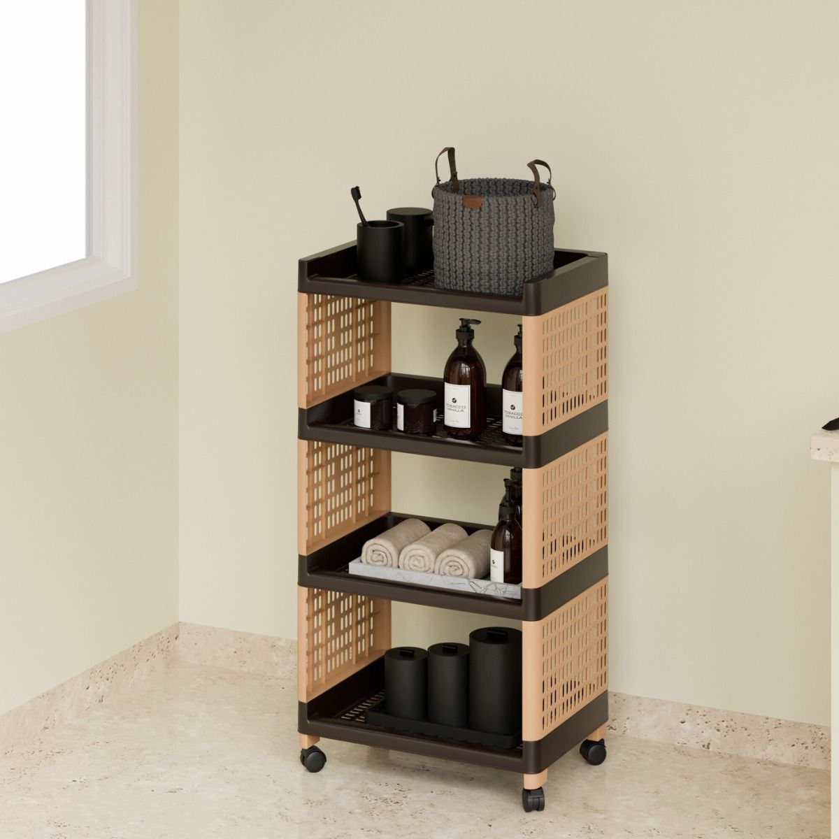 4 Layer Multi Purpose Office and Household Plastic Kitchen Trolley-image-1