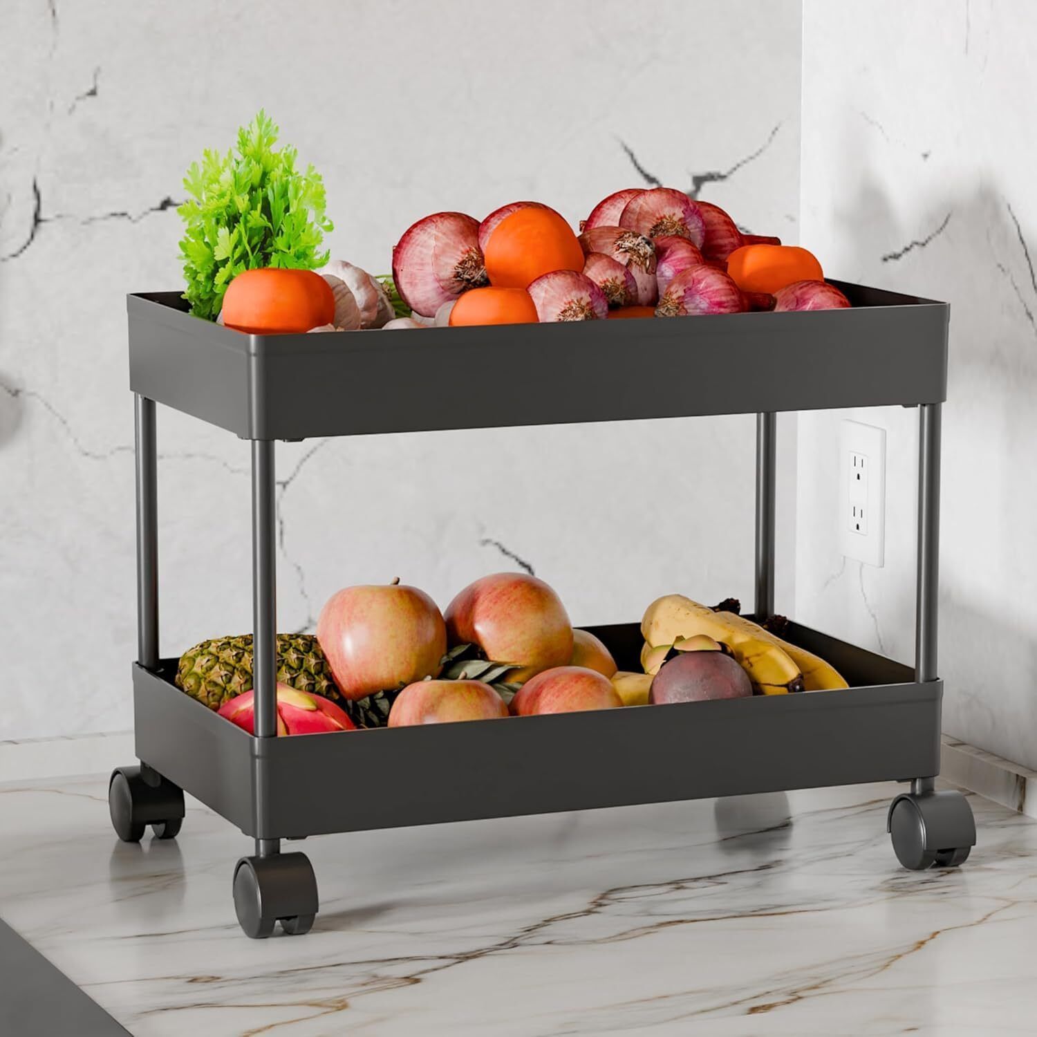 homemet Slim 4-Layer Rolling Storag Rack Kitchen Storage Organizer Trolley Plastic Plastic Kitchen Trolley-picture-39