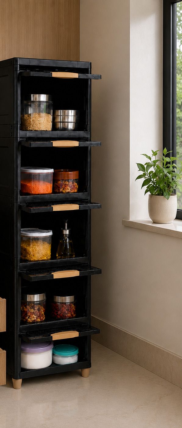 ak10zone 5 Layer Multipurpose Storage Cabinet Organizer Rack with Front Opening Doors Plastic Kitchen Trolley-picture-32