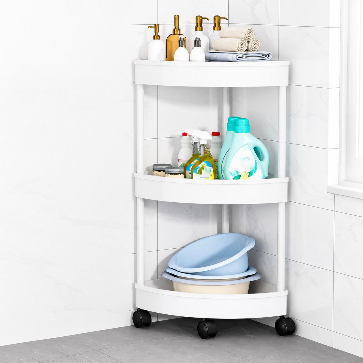 vm bond 3 Tier Multipurpose Kitchen Trolley with Wheels Plastic Storage Plastic Kitchen Trolley-picture-20