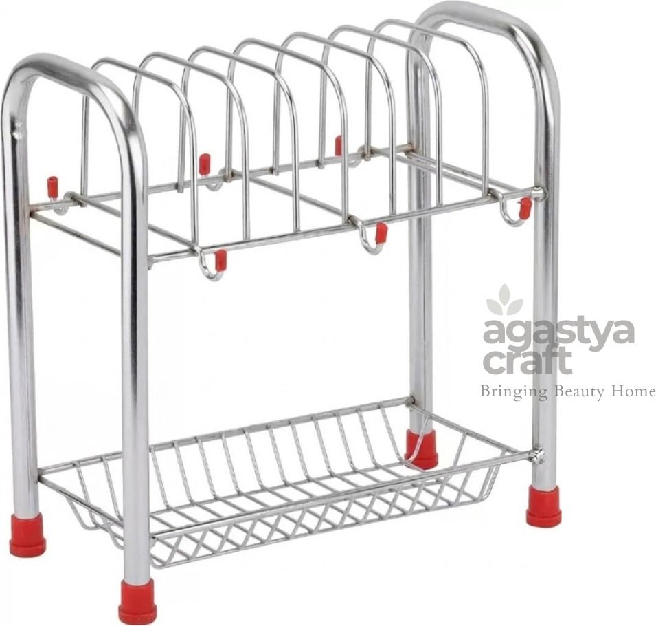 Agastya Craft Cup Saucer Stand for Tea cup & Rakabi holder premium quality Steel Kitchen Trolley-picture-13