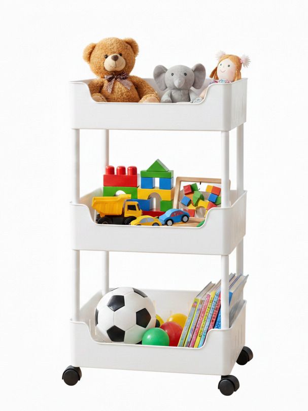 3 Tier Plastic Pipe Storage Trolley with Wheels Easy to assemble Plastic Kitchen Trolley