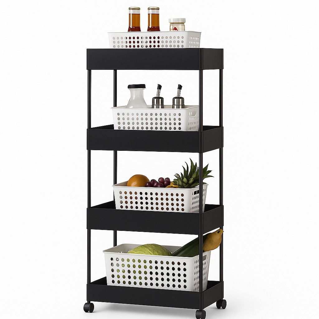 4-Layer Multi-Purpose Slim Kitchen Storage Trolley Rack Plastic Kitchen Trolley