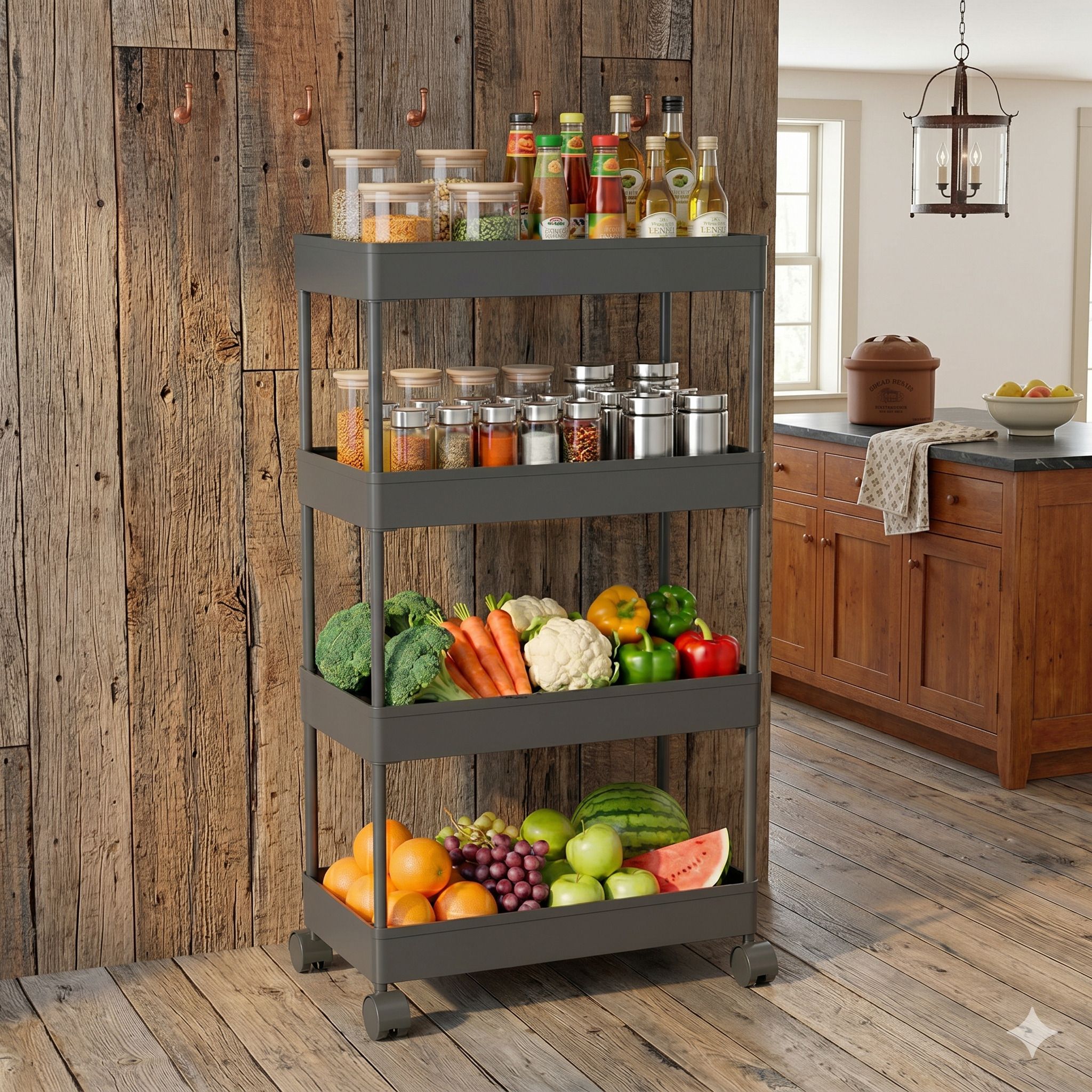 nutriverse Multi Tier Storage Cart with Wheels Kitchen Organizer Rack Steel Kitchen Trolley-picture-23