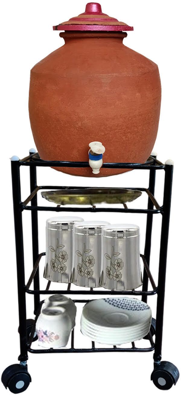 meena enterprises Heavy-Duty Multipurpose Matka Stand with Wheels,Matka stand for water pot Iron Kitchen Trolley-picture-25