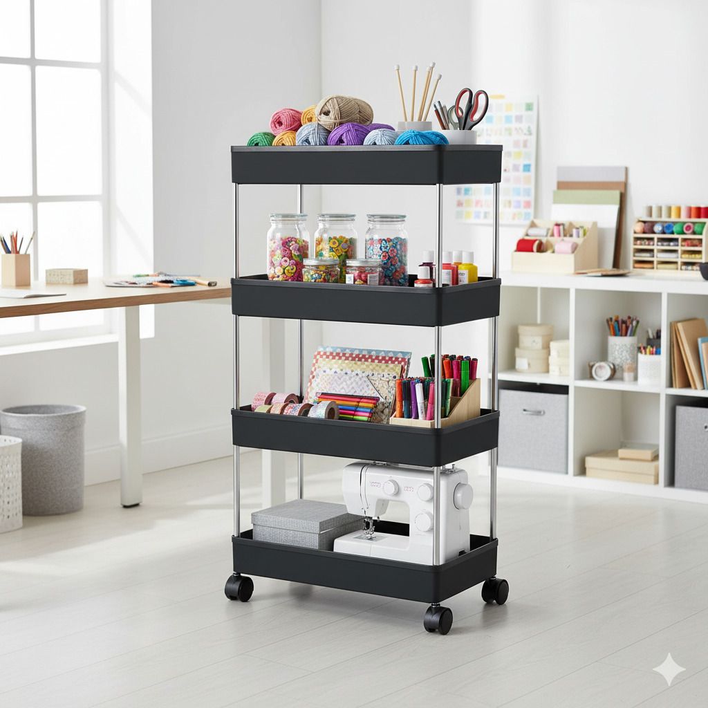KITCHEN TROLLEY ,RollMaster 2-Tier,The Organizer Pro Plastic Kitchen Trolley-image-1