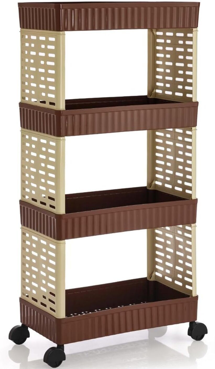 homlzo 4-Tier Rolling Storage Cart with Wheels for Kitchen, Bathroom, Office & Salon!! Plastic Kitchen Trolley-picture-37