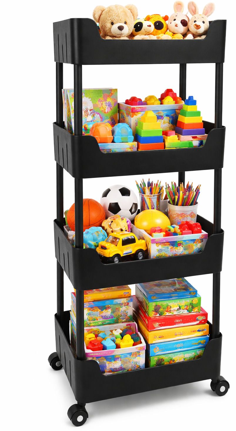 vm bond 4 Layer Multi-Purpose Storage Rack with Wheels Plastic Kitchen Trolley-picture-17