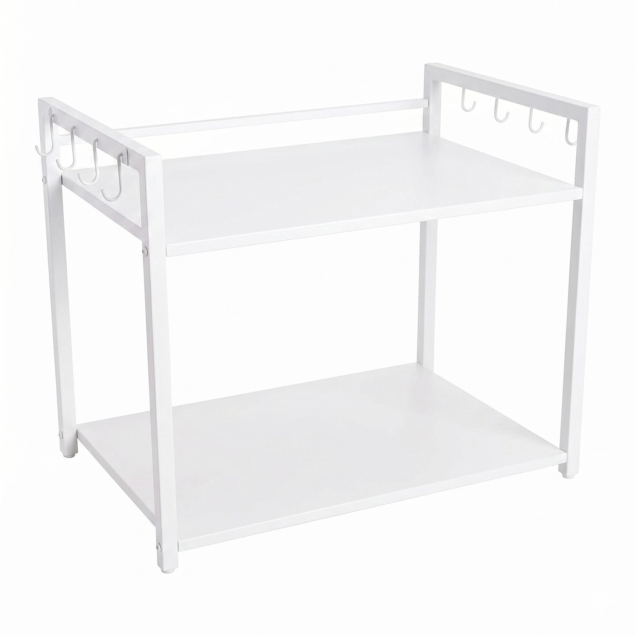 bee creative 2 Tier Metal Storage Rack with Side Hooks Iron Kitchen Trolley-picture-27