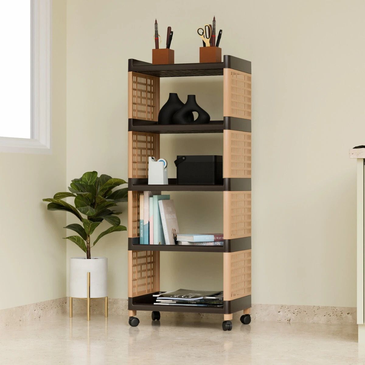 foroly 5-Tier Kitchen Storage Trolley Rack with Wheels Rolling Cart Plastic Kitchen Trolley-picture-14
