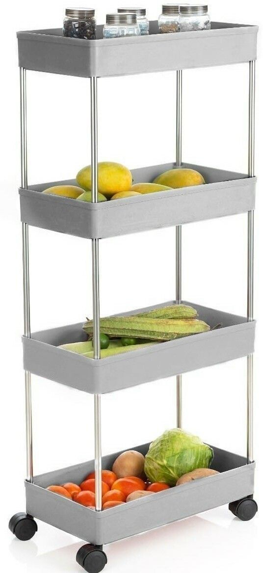 apexmax 4 Stand Multipurpose Fruit & Vegetable Kitchen Trolley Onion Potato Rack Plastic, Steel Kitchen Trolley-picture-18