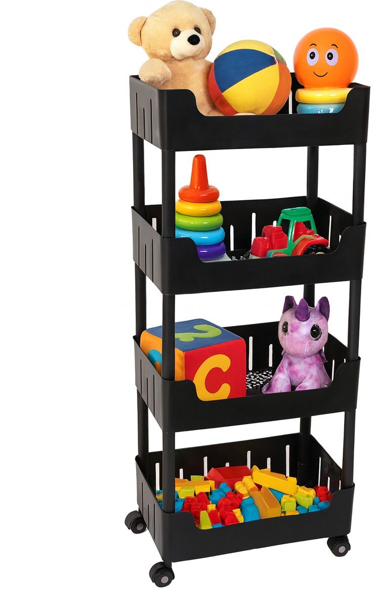 4-tier multipurpose trolley/ office rack / toys rack Plastic Kitchen Trolley-image-34