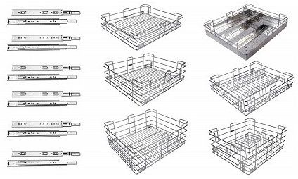 sanjari Stainless Steel Wire Modular Kitchen Basket(19X20 6 PC + Channel 20" 6 SET) Stainless Steel Kitchen Trolley-picture-24