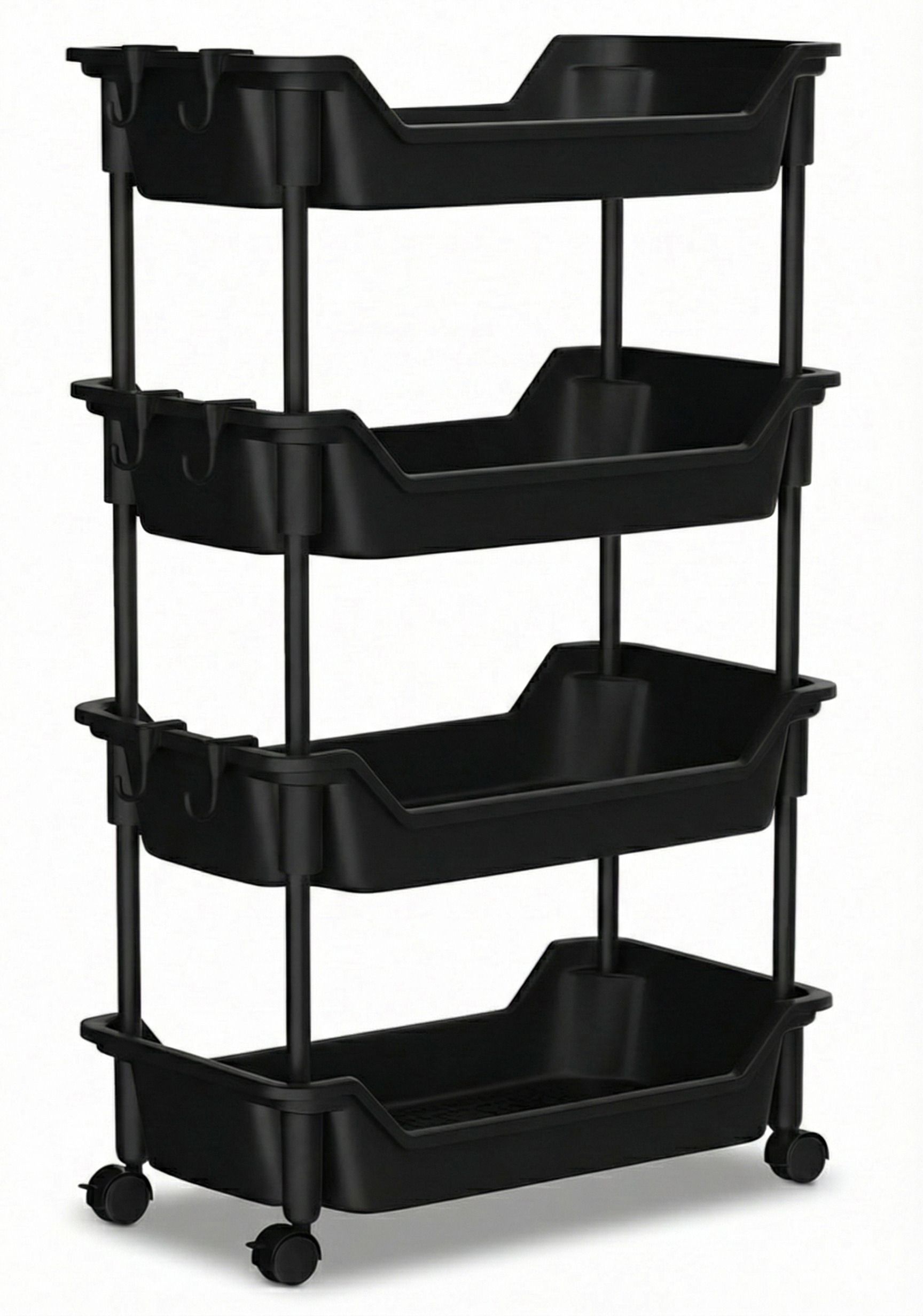 homanta 4 Tier Plastic Pipe Storage Fruits/Vegetables Trolley with Wheels Plastic Kitchen Trolley-picture-27