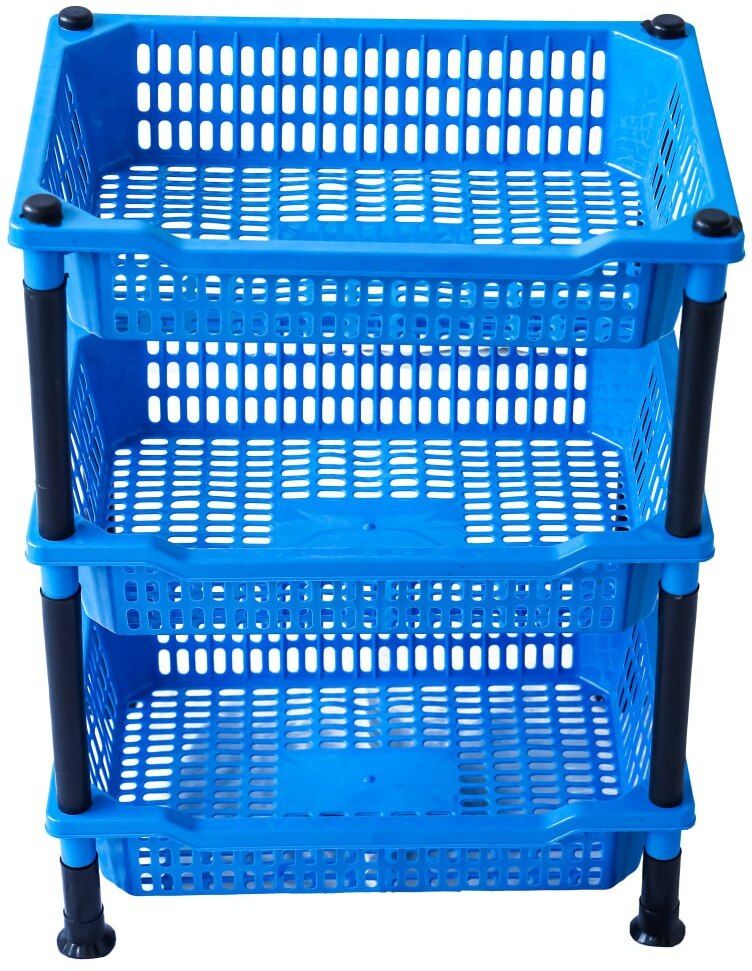 dm plus Durable Rectangle Plastic Basket for Fruits and Vegetables Plastic Kitchen Trolley-picture-10