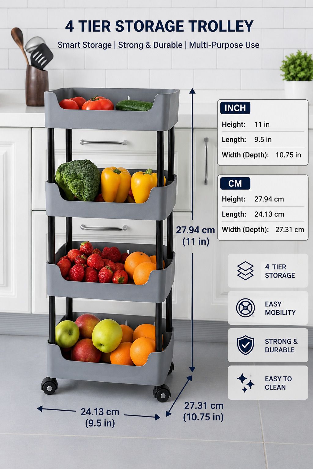 sai enterprises Plastic Kitchen Trolley-picture-32