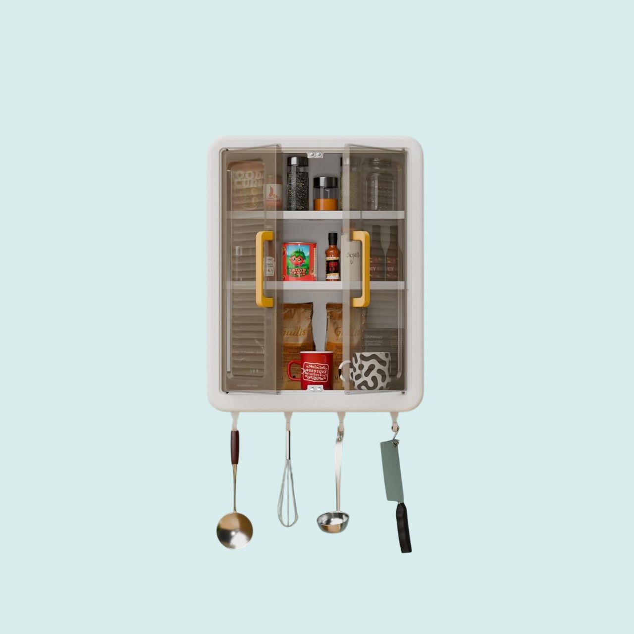 Plastic Organizer with Magnetic Door, Hooks & Adjustable Shelf Plastic Kitchen Trolley-image-33