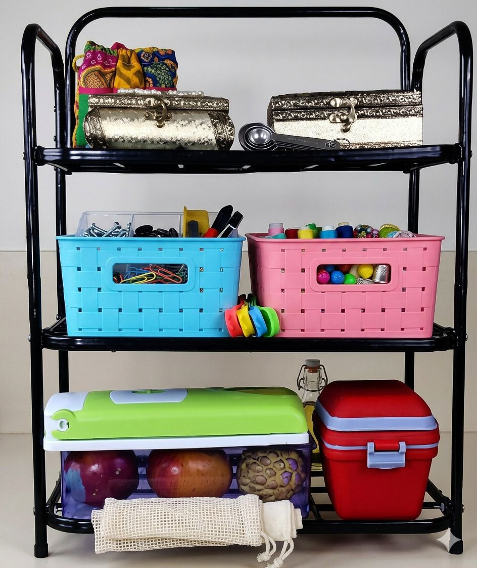 3 LAYER KITCHEN RACK Plastic Kitchen Trolley-image-43