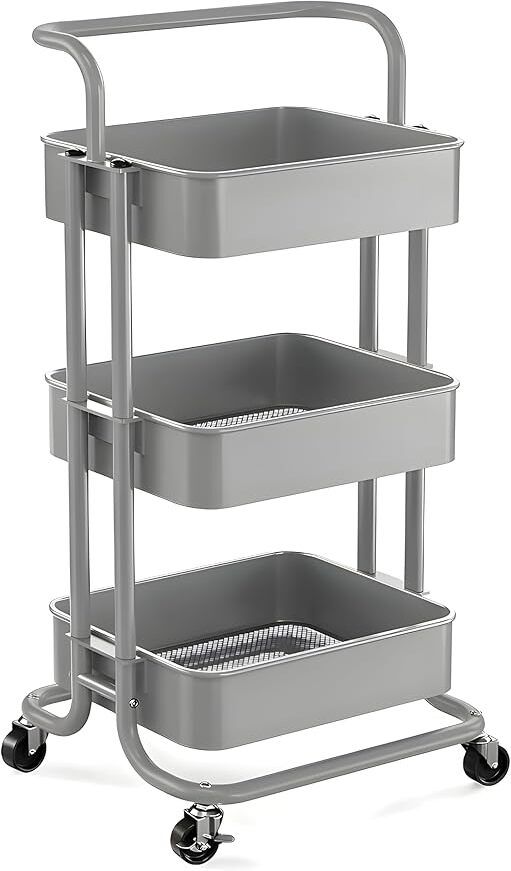 jialto Multipurpose Trolley with Wheels- Heavy Duty 3-Tier Utility Cart for Storage Stainless Steel Kitchen Trolley-picture-48