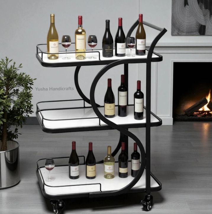 Kitchen Serving Trolley | Rolling Storage Cart | Fruits & Vegetables Organizer Iron Kitchen Trolley-image-10