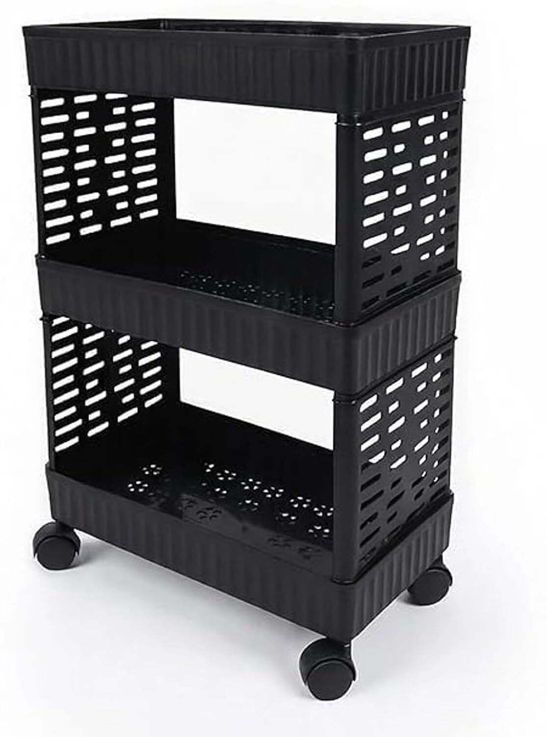 elohim 3 Tier Storage Rack with Wheels for Kitchen & Home Organization Plastic Kitchen Trolley-picture-34