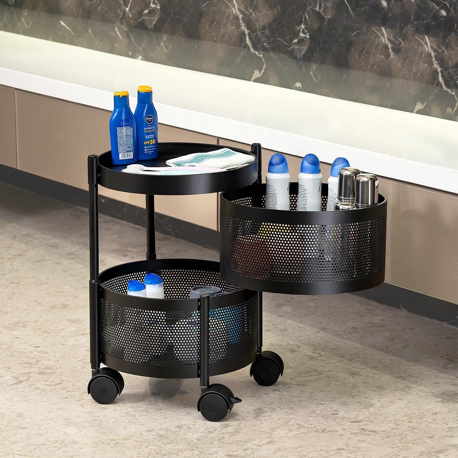 Kitchen Trolley Storage Rack Square Design Fruits & Vegetable Onion Cutlery,Jars Iron Kitchen Trolley-image-26