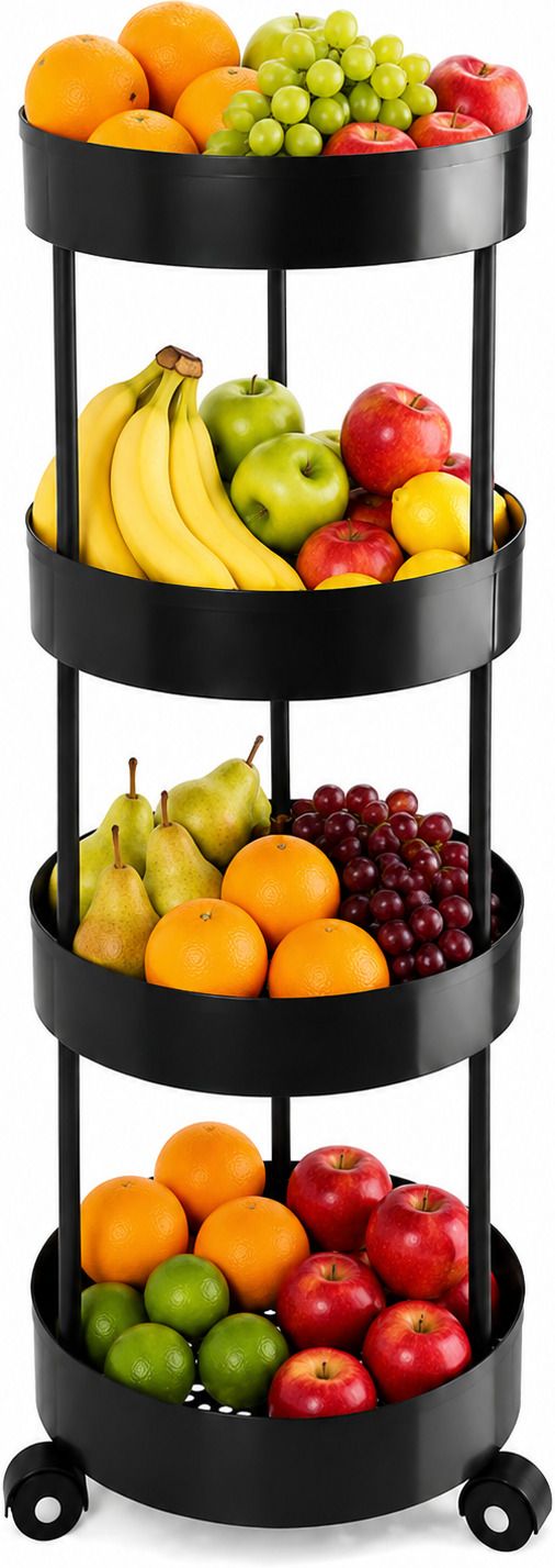 homanta 4 Tier Multipurpose Storage Trolley with 360° Wheels | Round Plastic Kitchen Trolley-picture-24