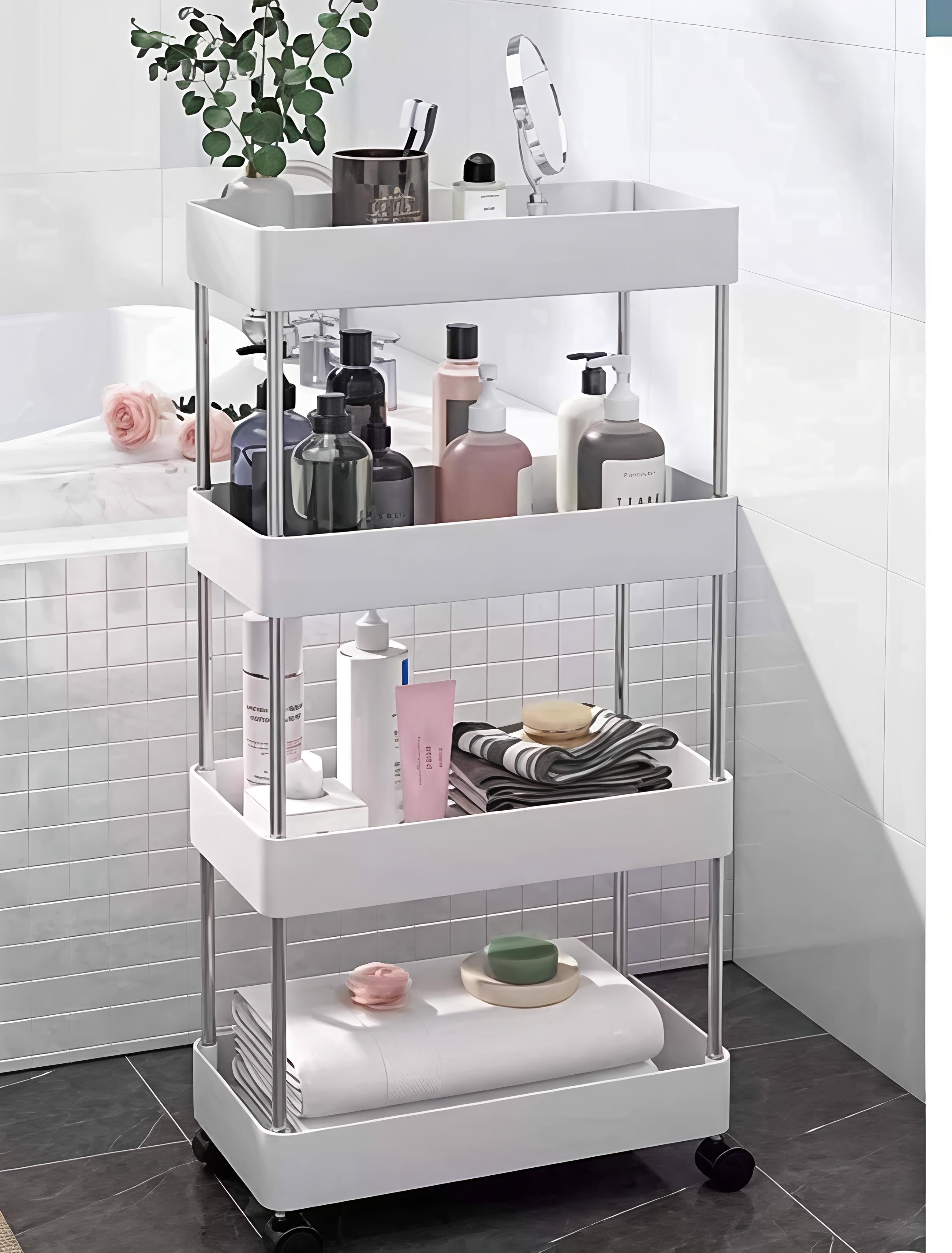 apexmax Multi-Purpose Plastic Storage Organizer 4-Tier Rack with Wheel Bathroom & Office Plastic, Steel Kitchen Trolley-picture-13