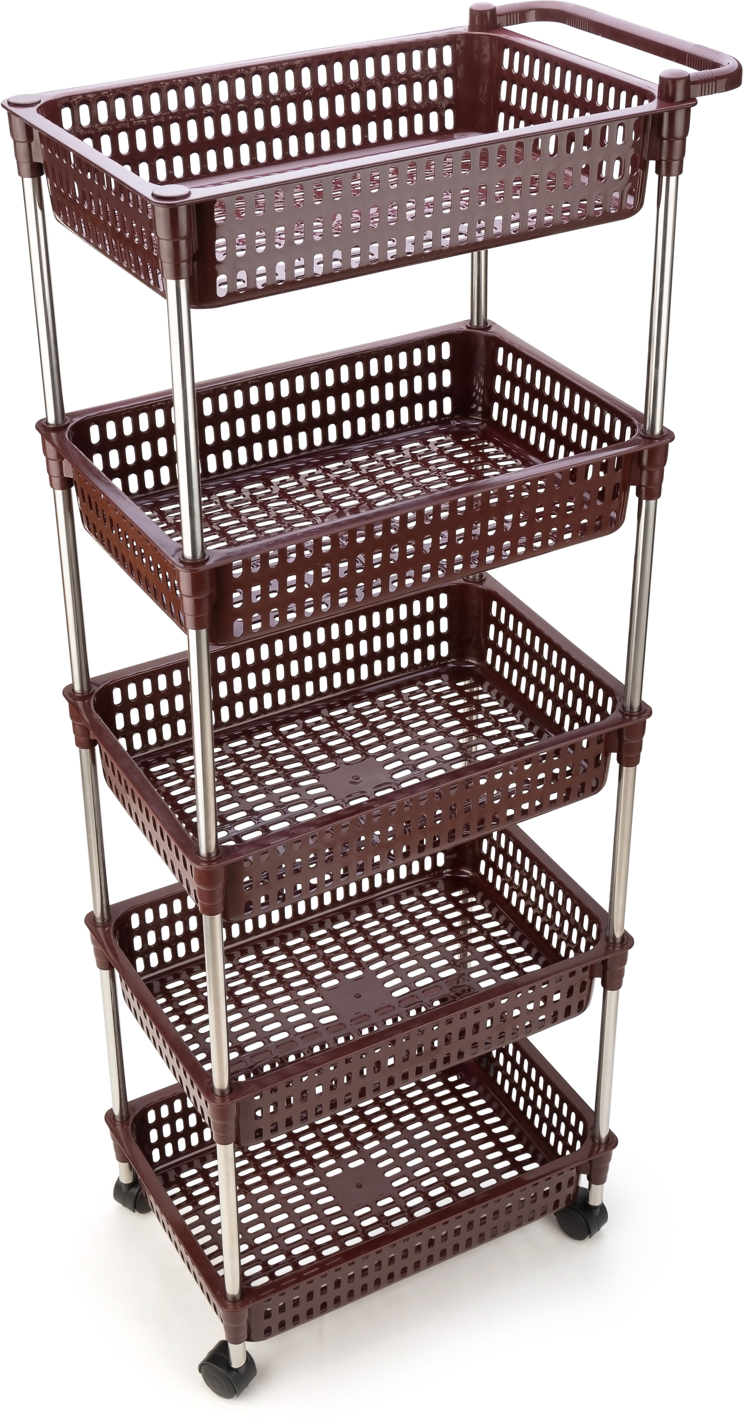 flyup 5 layer Storage Multipurpose Rack Utility Shelf with Wheels for Bedroom,Bathroom Plastic, Stainless Steel Kitchen Trolley-picture-11