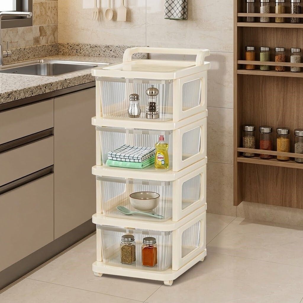 ak10zone 4 Layer Multipurpose Storage Organizer Rack Plastic Kitchen Trolley-picture-15