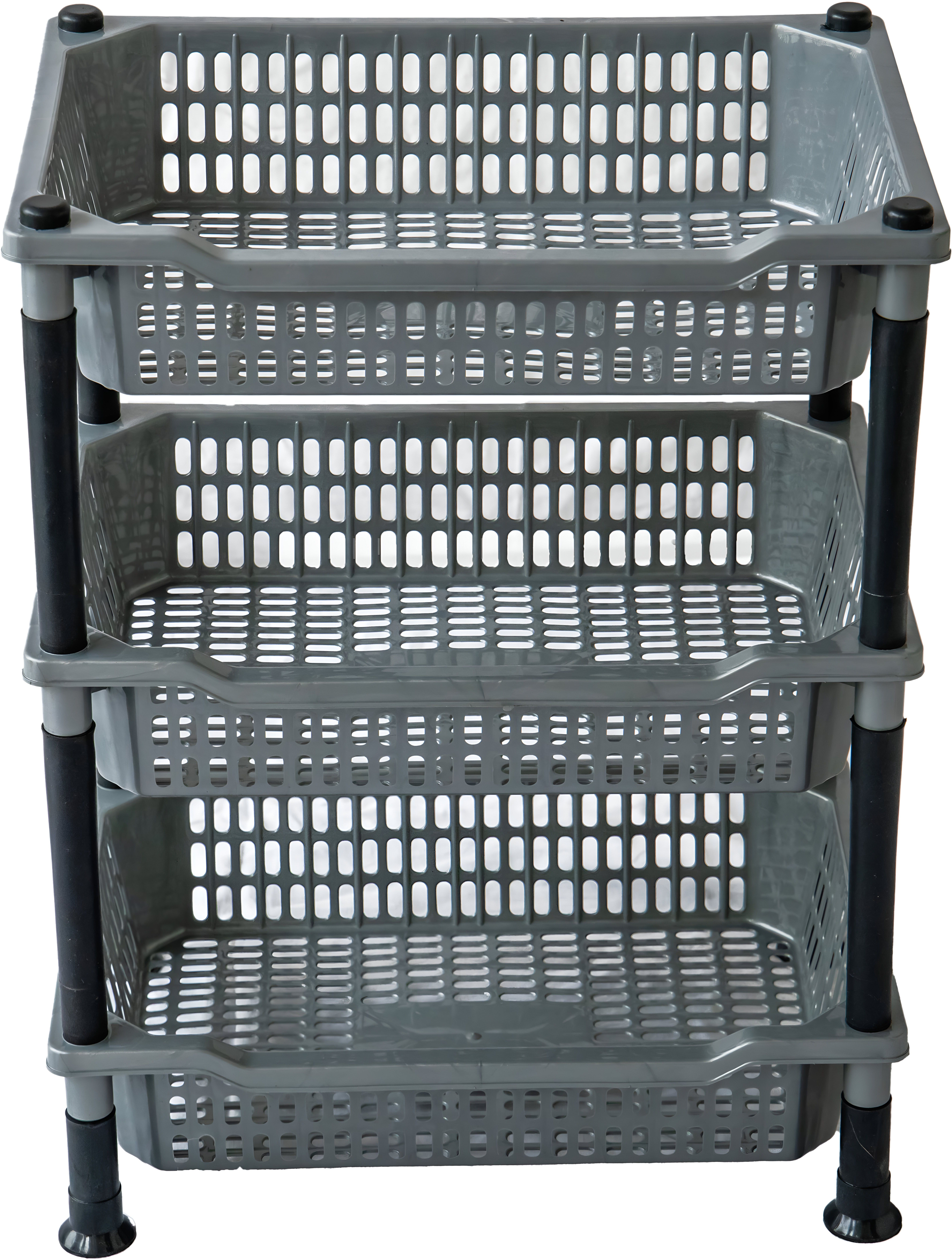Fruits/Vegetables Kitchen Rack 3 Tier Multipurpose Plastic Storage Rack - Grey Plastic-image-20